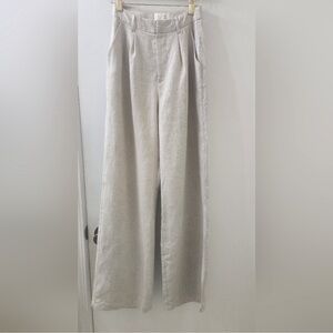 Dish Wide-Leg Linen-Blend Pants in Light Beige